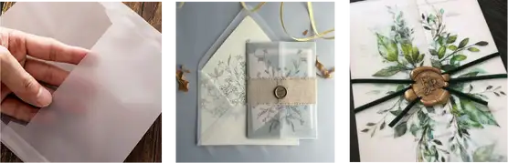 Quadro com convites com papel translucido