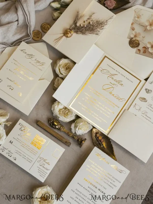 Papelaria de bodas de ouro
