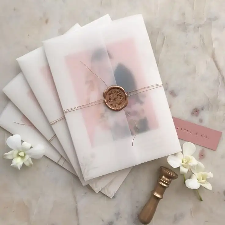 Papel Vegetal: Convite de casamento com papel translucido estilo minimalista