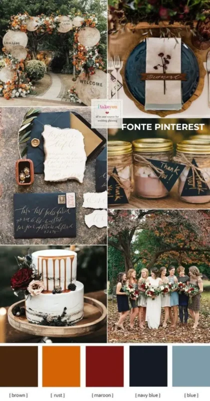 paleta de cores para casamento no inverno com tons intensos