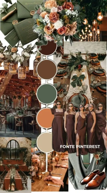 paleta de cores para casamento no outono com tons quentes