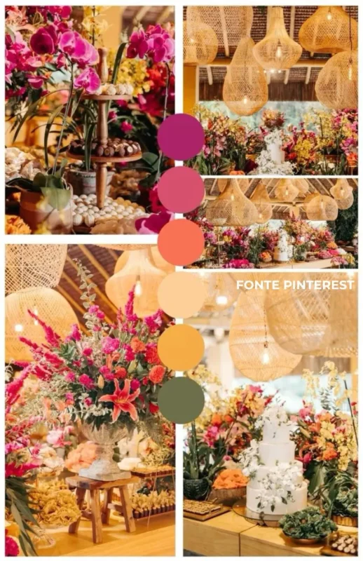 paleta de cores para casamento no verão com tons vibrantes